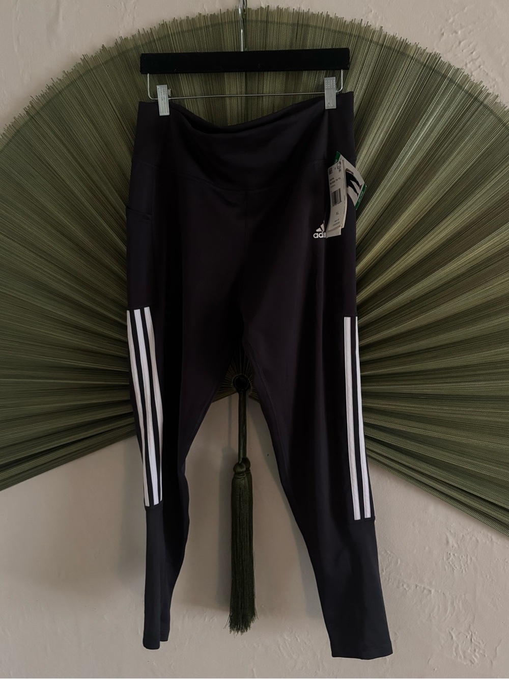 ‘Adidas’ NWT Black Leggings with White Signature 3-Stripes